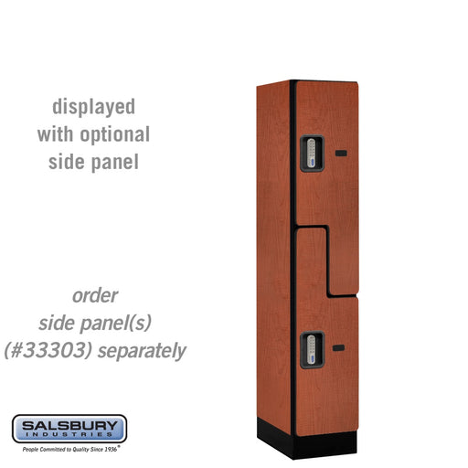 Salsbury 12" Wide Double Tier 'S' Style Designer Wood Locker - 1 Wide - 5 Feet High - 18 Inches Deep - Cherry - Silver Electronic Locks - Sweatfully