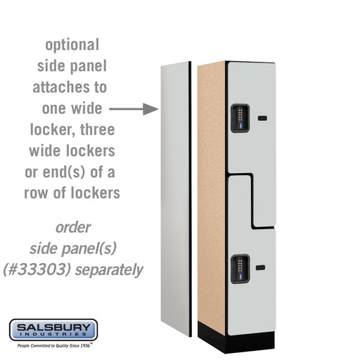 Salsbury 12" Wide Double Tier 'S' Style Designer Wood Locker - 1 Wide - 5 Feet High - 18 Inches Deep - Gray - Black Electronic Locks - Sweatfully