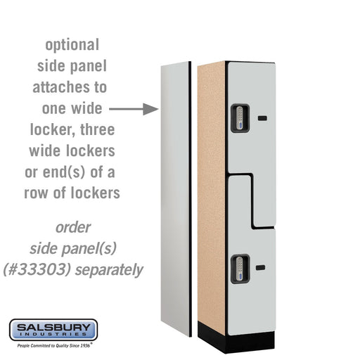 Salsbury 12" Wide Double Tier 'S' Style Designer Wood Locker - 1 Wide - 5 Feet High - 18 Inches Deep - Gray - Silver Electronic Locks - Sweatfully