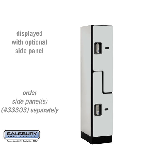 Salsbury 12" Wide Double Tier 'S' Style Designer Wood Locker - 1 Wide - 5 Feet High - 18 Inches Deep - Gray - Silver Electronic Locks - Sweatfully