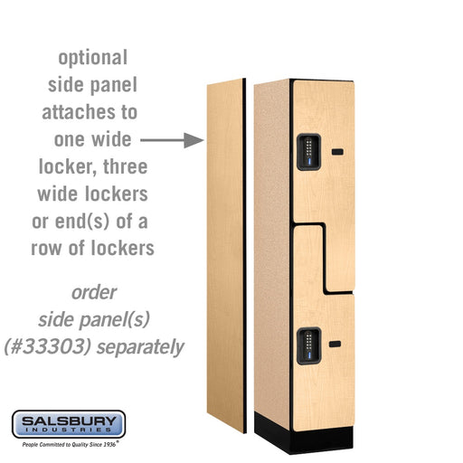 Salsbury 12" Wide Double Tier 'S' Style Designer Wood Locker - 1 Wide - 5 Feet High - 18 Inches Deep - Maple - Black Electronic Locks - Sweatfully