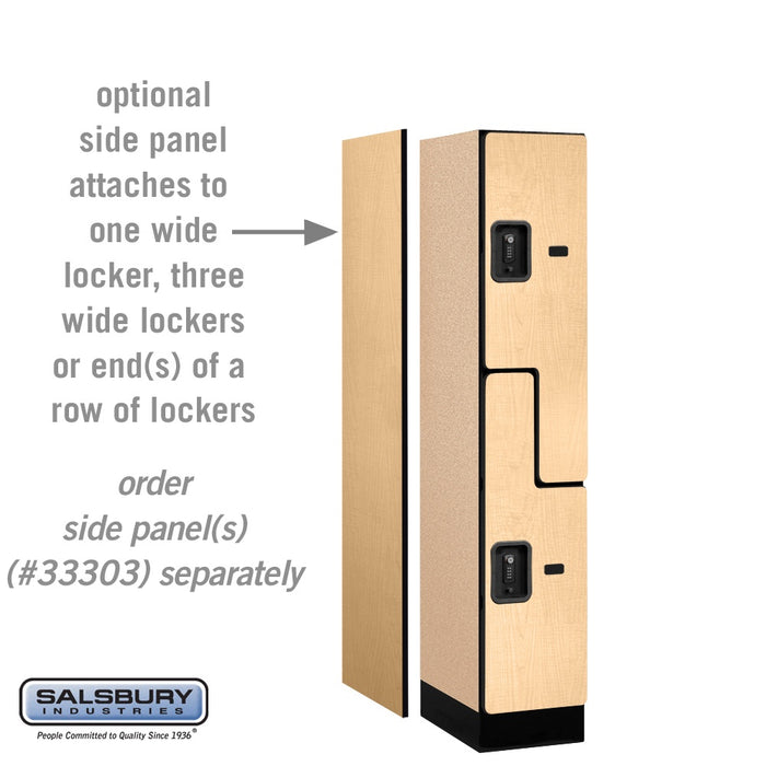 Salsbury 12" Wide Double Tier 'S' Style Designer Wood Locker - 1 Wide - 5 Feet High - 18 Inches Deep - Maple - Black Resettable Combination Locks - Sweatfully