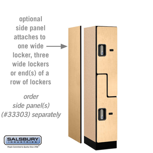 Salsbury 12" Wide Double Tier 'S' Style Designer Wood Locker - 1 Wide - 5 Feet High - 18 Inches Deep - Maple - Silver Electronic Locks - Sweatfully