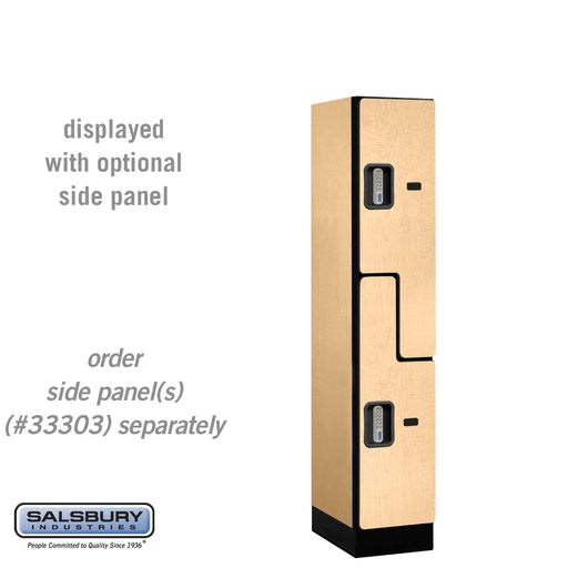 Salsbury 12" Wide Double Tier 'S' Style Designer Wood Locker - 1 Wide - 5 Feet High - 18 Inches Deep - Maple - Silver Electronic Locks - Sweatfully