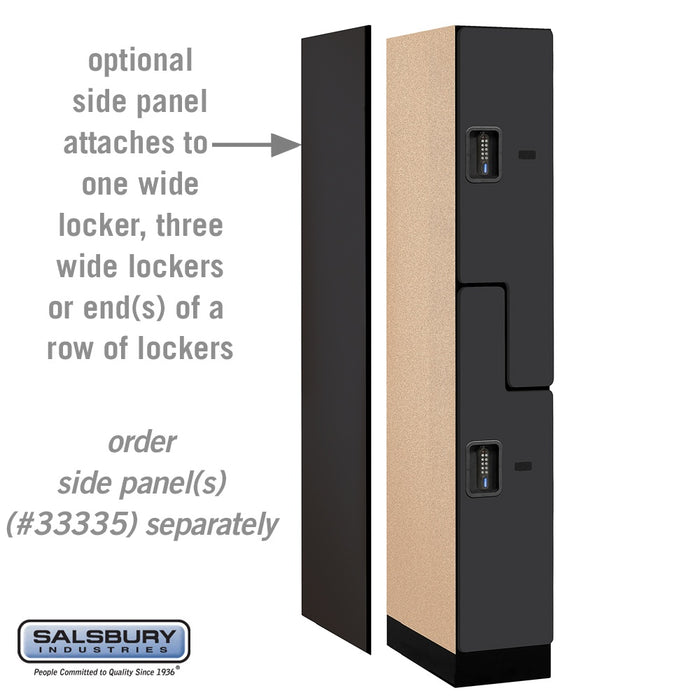 Salsbury 12" Wide Double Tier 'S' Style Designer Wood Locker - 1 Wide - 6 Feet High - 21 Inches Deep - Black - Black Electronic Locks - Sweatfully
