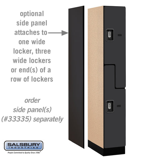 Salsbury 12" Wide Double Tier 'S' Style Designer Wood Locker - 1 Wide - 6 Feet High - 21 Inches Deep - Black - Silver Resettable Combination Locks - Sweatfully