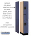Salsbury 12" Wide Double Tier 'S' Style Designer Wood Locker - 1 Wide - 6 Feet High - 21 Inches Deep - Blue - Hasps - Sweatfully