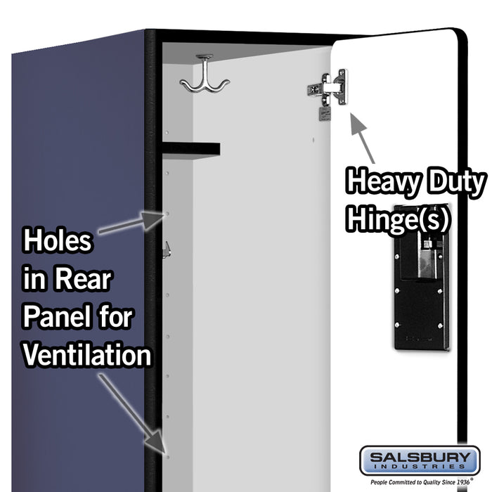 Salsbury 12" Wide Double Tier 'S' Style Designer Wood Locker - 1 Wide - 6 Feet High - 21 Inches Deep - Blue - Hasps - Sweatfully