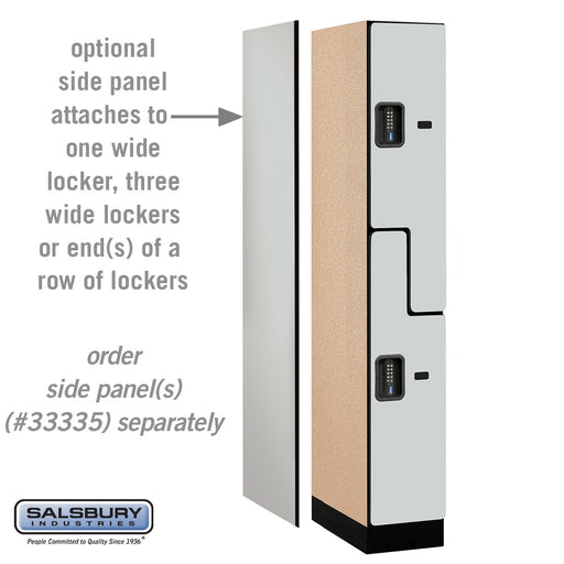 Salsbury 12" Wide Double Tier 'S' Style Designer Wood Locker - 1 Wide - 6 Feet High - 21 Inches Deep - Gray - Black Electronic Locks - Sweatfully