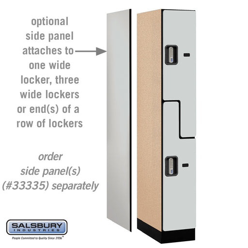 Salsbury 12" Wide Double Tier 'S' Style Designer Wood Locker - 1 Wide - 6 Feet High - 21 Inches Deep - Gray - Silver Electronic Locks - Sweatfully