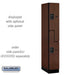 Salsbury 12" Wide Double Tier 'S' Style Designer Wood Locker - 1 Wide - 6 Feet High - 21 Inches Deep - Mahogany - Black Resettable Combination Locks - Sweatfully