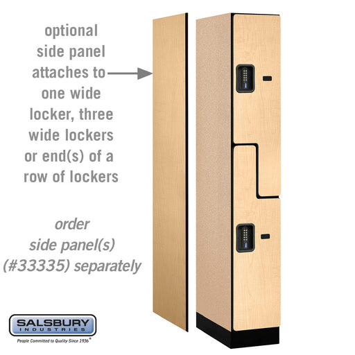 Salsbury 12" Wide Double Tier 'S' Style Designer Wood Locker - 1 Wide - 6 Feet High - 21 Inches Deep - Maple - Black Electronic Locks - Sweatfully