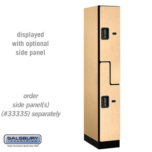 Salsbury 12" Wide Double Tier 'S' Style Designer Wood Locker - 1 Wide - 6 Feet High - 21 Inches Deep - Maple - Black Electronic Locks - Sweatfully