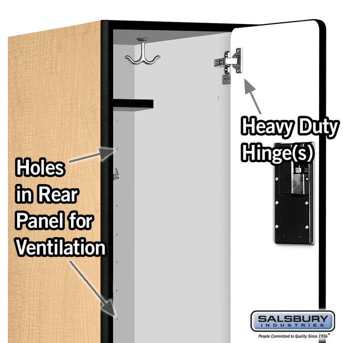 Salsbury 12" Wide Double Tier 'S' Style Designer Wood Locker - 1 Wide - 6 Feet High - 21 Inches Deep - Maple - Hasps - Sweatfully
