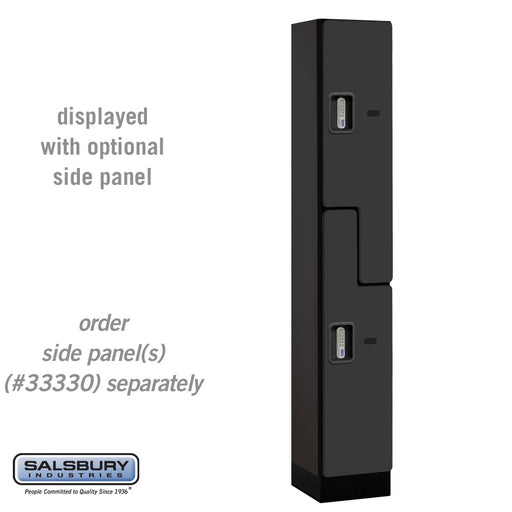 Salsbury 12" Wide Double Tier 'S' Style Designer Wood Locker - 1 Wide - 6 Feet High - 15 Inches Deep - Black - Silver Electronic Locks - Sweatfully