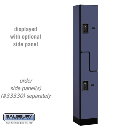 Salsbury 12" Wide Double Tier 'S' Style Designer Wood Locker - 1 Wide - 6 Feet High - 15 Inches Deep - Blue - Black Resettable Combination Locks - Sweatfully