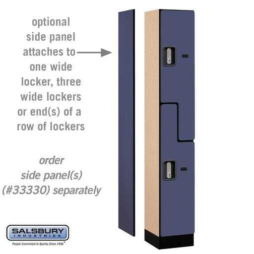 Salsbury 12" Wide Double Tier 'S' Style Designer Wood Locker - 1 Wide - 6 Feet High - 15 Inches Deep - Blue - Silver Electronic Locks - Sweatfully