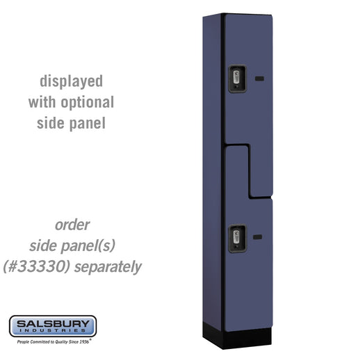 Salsbury 12" Wide Double Tier 'S' Style Designer Wood Locker - 1 Wide - 6 Feet High - 15 Inches Deep - Blue - Silver Resettable Combination Locks - Sweatfully