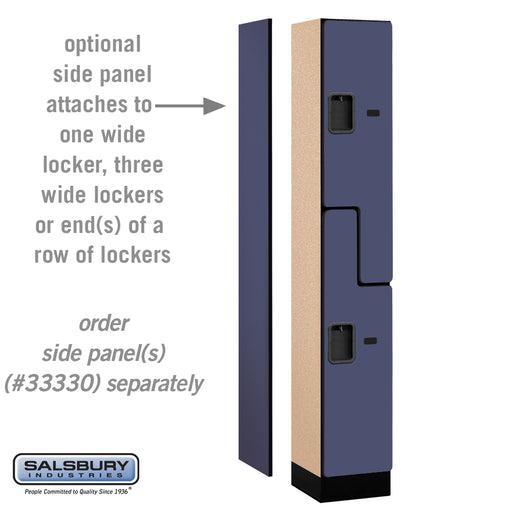 Salsbury 12" Wide Double Tier 'S' Style Designer Wood Locker - 1 Wide - 6 Feet High - 15 Inches Deep - Blue - Hasps - Sweatfully