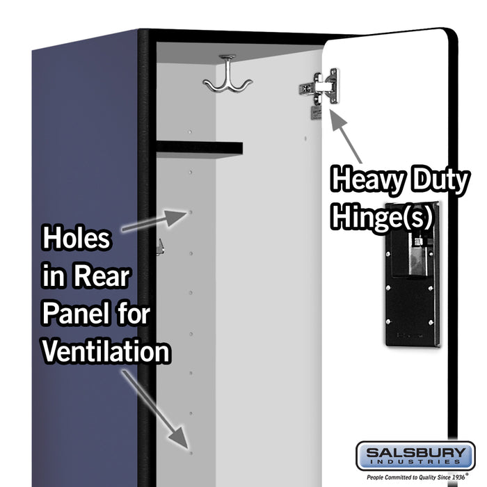Salsbury 12" Wide Double Tier 'S' Style Designer Wood Locker - 1 Wide - 6 Feet High - 15 Inches Deep - Blue - Hasps - Sweatfully