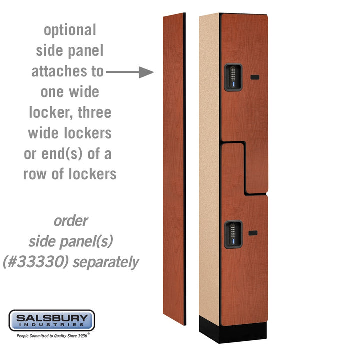 Salsbury 12" Wide Double Tier 'S' Style Designer Wood Locker - 1 Wide - 6 Feet High - 15 Inches Deep - Cherry - Black Electronic Locks - Sweatfully