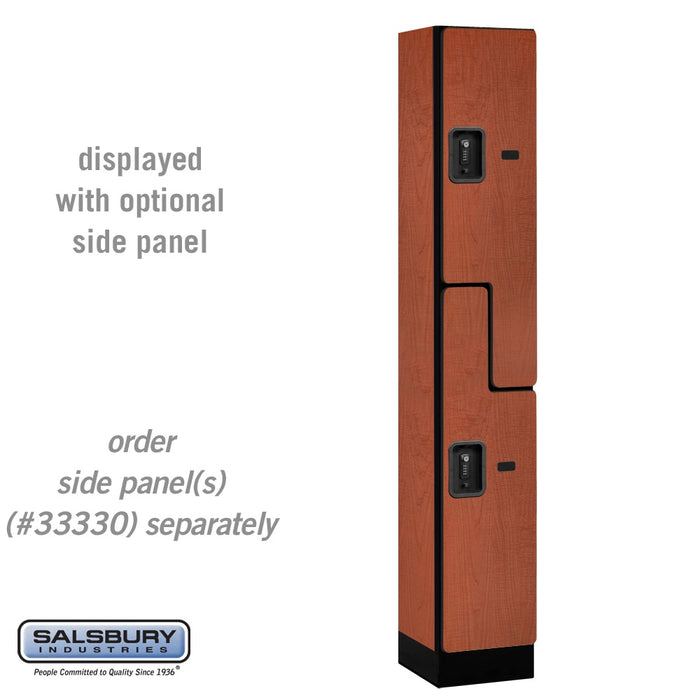 Salsbury 12" Wide Double Tier 'S' Style Designer Wood Locker - 1 Wide - 6 Feet High - 15 Inches Deep - Cherry - Black Resettable Combination Locks - Sweatfully