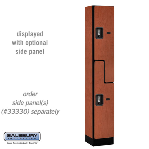 Salsbury 12" Wide Double Tier 'S' Style Designer Wood Locker - 1 Wide - 6 Feet High - 15 Inches Deep - Cherry - Silver Resettable Combination Locks - Sweatfully