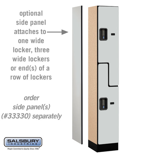 Salsbury 12" Wide Double Tier 'S' Style Designer Wood Locker - 1 Wide - 6 Feet High - 15 Inches Deep - Gray - Black Electronic Locks - Sweatfully
