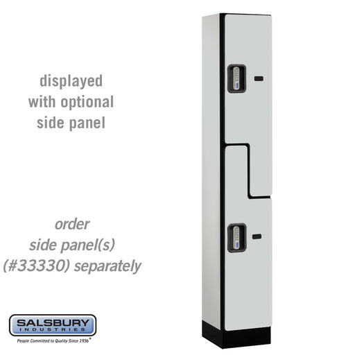 Salsbury 12" Wide Double Tier 'S' Style Designer Wood Locker - 1 Wide - 6 Feet High - 15 Inches Deep - Gray - Silver Electronic Locks - Sweatfully
