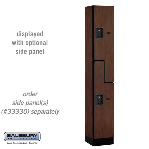 Salsbury 12" Wide Double Tier 'S' Style Designer Wood Locker - 1 Wide - 6 Feet High - 15 Inches Deep - Mahogany - Black Resettable Combination Locks - Sweatfully