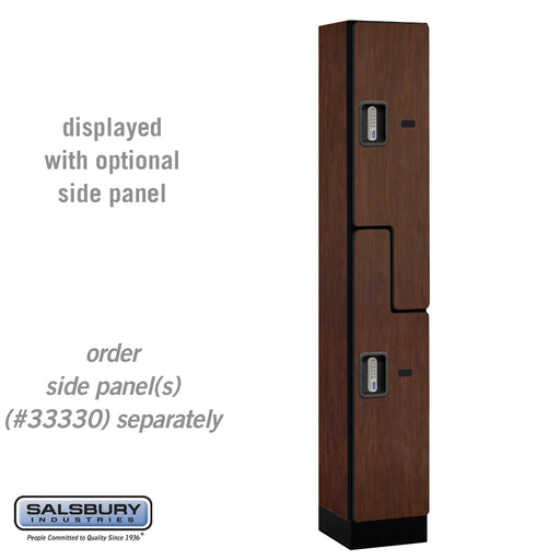 Salsbury 12" Wide Double Tier 'S' Style Designer Wood Locker - 1 Wide - 6 Feet High - 15 Inches Deep - Mahogany - Silver Electronic Locks - Sweatfully