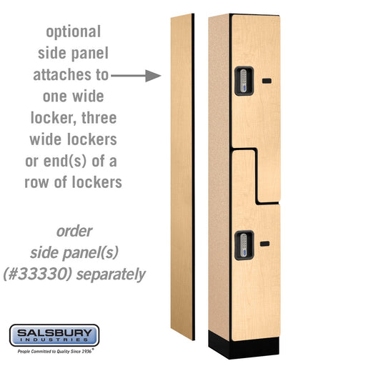 Salsbury 12" Wide Double Tier 'S' Style Designer Wood Locker - 1 Wide - 6 Feet High - 15 Inches Deep - Maple - Silver Electronic Locks - Sweatfully