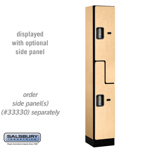 Salsbury 12" Wide Double Tier 'S' Style Designer Wood Locker - 1 Wide - 6 Feet High - 15 Inches Deep - Maple - Silver Electronic Locks - Sweatfully