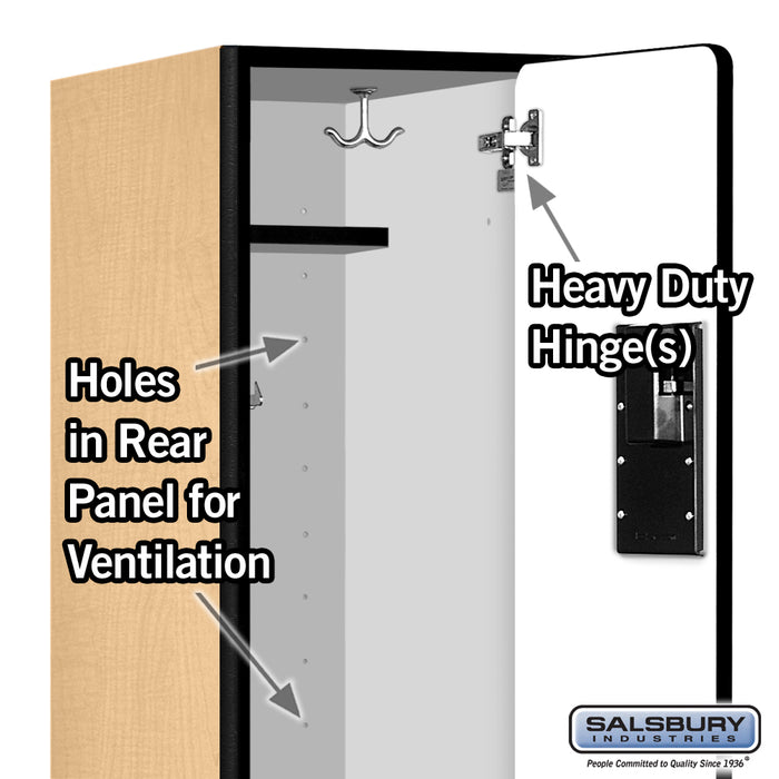 Salsbury 12" Wide Double Tier 'S' Style Designer Wood Locker - 1 Wide - 6 Feet High - 15 Inches Deep - Maple - Hasps - Sweatfully