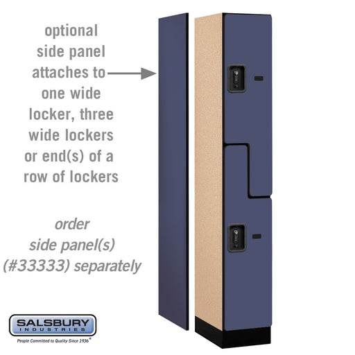 Salsbury 12" Wide Double Tier 'S' Style Designer Wood Locker - 1 Wide - 6 Feet High - 18 Inches Deep - Blue - Black Resettable Combination Locks - Sweatfully