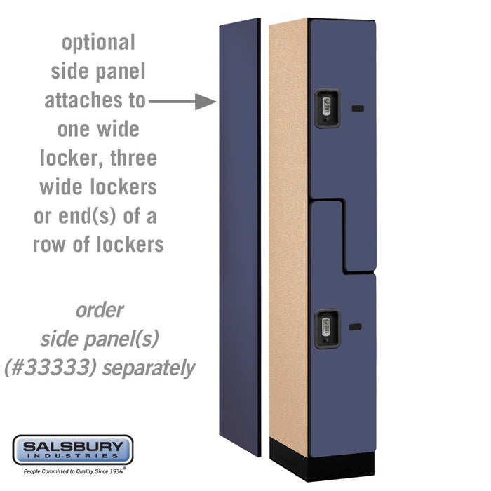 Salsbury 12" Wide Double Tier 'S' Style Designer Wood Locker - 1 Wide - 6 Feet High - 18 Inches Deep - Blue - Silver Resettable Combination Locks - Sweatfully