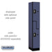 Salsbury 12" Wide Double Tier 'S' Style Designer Wood Locker - 1 Wide - 6 Feet High - 18 Inches Deep - Blue - Silver Resettable Combination Locks - Sweatfully