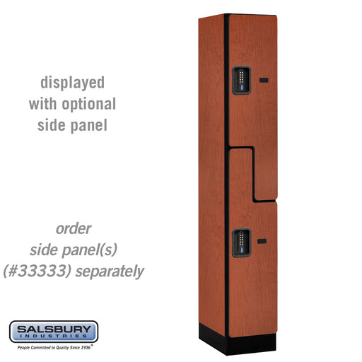 Salsbury 12" Wide Double Tier 'S' Style Designer Wood Locker - 1 Wide - 6 Feet High - 18 Inches Deep - Cherry - Black Electronic Locks - Sweatfully