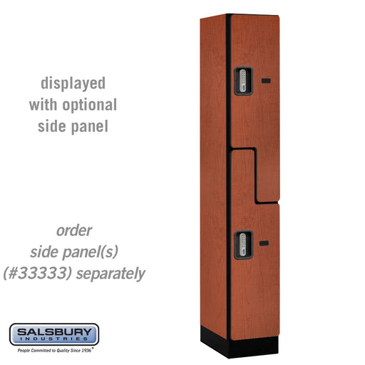 Salsbury 12" Wide Double Tier 'S' Style Designer Wood Locker - 1 Wide - 6 Feet High - 18 Inches Deep - Cherry - Silver Electronic Locks - Sweatfully