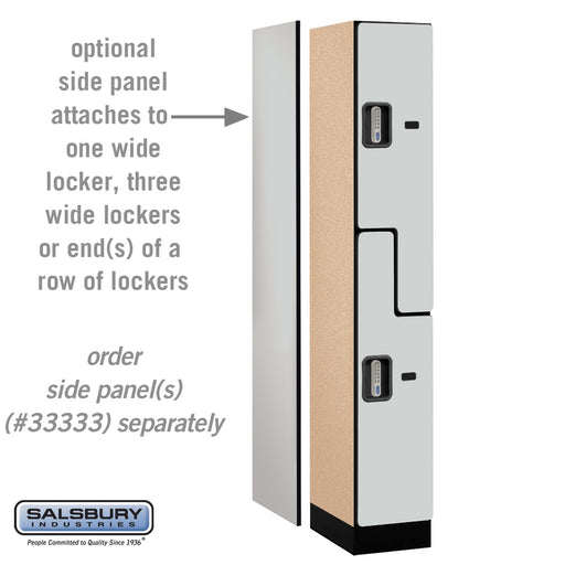 Salsbury 12" Wide Double Tier 'S' Style Designer Wood Locker - 1 Wide - 6 Feet High - 18 Inches Deep - Gray - Silver Electronic Locks - Sweatfully