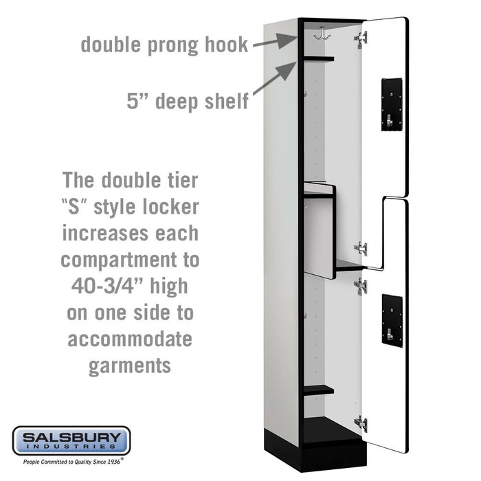 Salsbury 12" Wide Double Tier 'S' Style Designer Wood Locker - 1 Wide - 6 Feet High - 18 Inches Deep - Gray - Silver Electronic Locks - Sweatfully