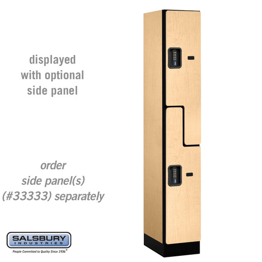 Salsbury 12" Wide Double Tier 'S' Style Designer Wood Locker - 1 Wide - 6 Feet High - 18 Inches Deep - Maple - Black Electronic Locks - Sweatfully