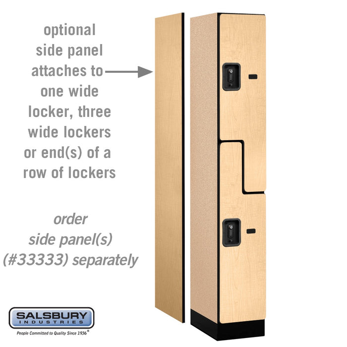Salsbury 12" Wide Double Tier 'S' Style Designer Wood Locker - 1 Wide - 6 Feet High - 18 Inches Deep - Maple - Black Resettable Combination Locks - Sweatfully