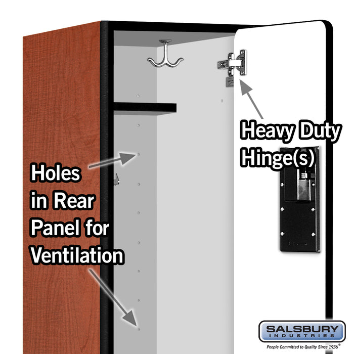 Salsbury 12" Wide Double Tier 'S' Style Designer Wood Locker - 1 Wide - 6 Feet High - 18 Inches Deep - Cherry - Hasps - Sweatfully