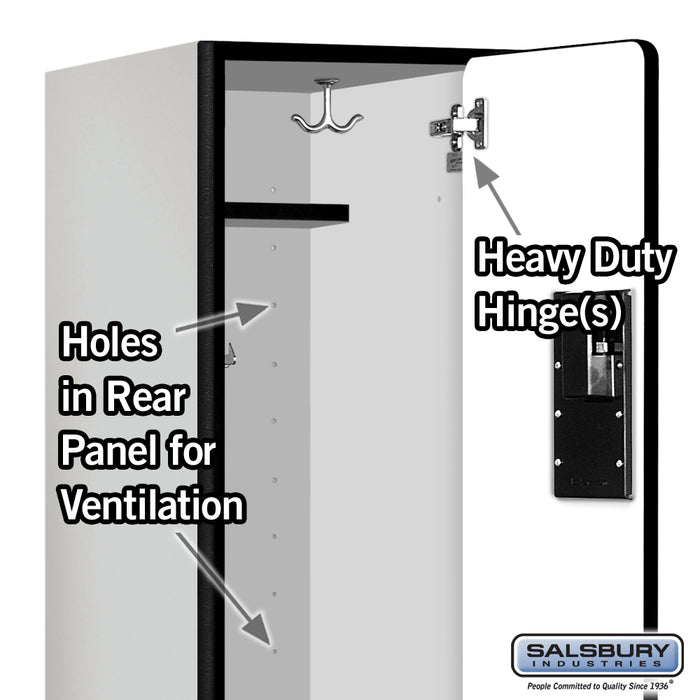 Salsbury 12" Wide Double Tier 'S' Style Designer Wood Locker - 1 Wide - 6 Feet High - 18 Inches Deep - Gray - Hasps - Sweatfully