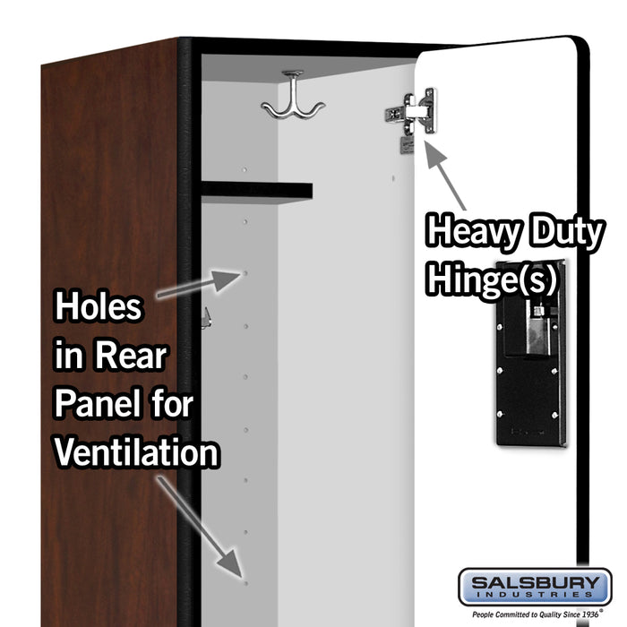 Salsbury 12" Wide Double Tier 'S' Style Designer Wood Locker - 1 Wide - 6 Feet High - 18 Inches Deep - Mahogany - Hasps - Sweatfully