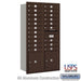 Salsbury Maximum Height Recessed Mounted 4C Horizontal Mailbox with 20 Doors and 2 Parcel Lockers in Bronze with USPS Access - Rear Loading - Sweatfully