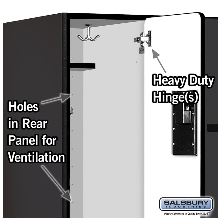 Salsbury 12" Wide Double Tier 'S' Style Designer Wood Locker - 3 Wide - 5 Feet High - 21 Inches Deep - Black - Hasps - Sweatfully