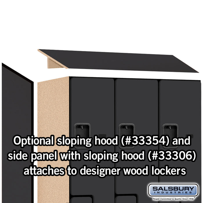 Salsbury 12" Wide Double Tier 'S' Style Designer Wood Locker - 3 Wide - 5 Feet High - 21 Inches Deep - Black - Hasps - Sweatfully