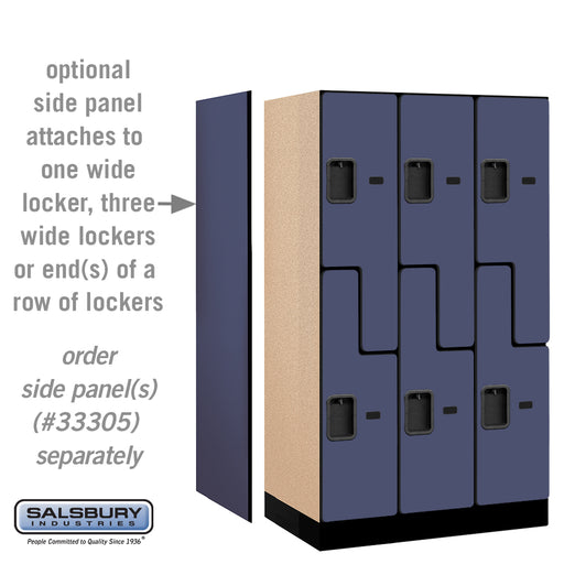 Salsbury 12" Wide Double Tier 'S' Style Designer Wood Locker - 3 Wide - 5 Feet High - 21 Inches Deep - Blue - Hasps - Sweatfully